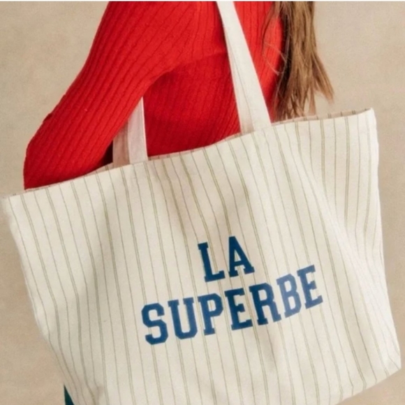 Sezane Handbags - Sezane LA Superbe 100% Cotton Canvas Totebag